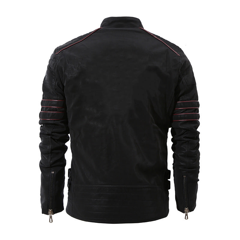 Men's sporty leather jacket with padded inner lining Lune London