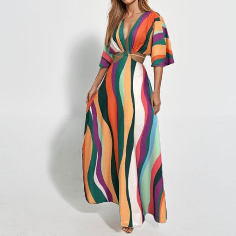 Robe maxi pour femmes avec des motifs élégants en vagues Chic & Stil