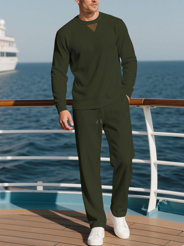Men's long sleeve casual set with textured fabric and stylish accents Lune London