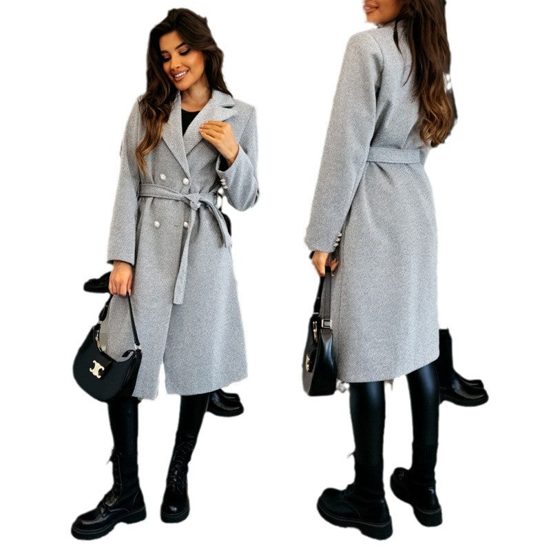 Women elegant trench coat with asymmetric cut and belt Lune London