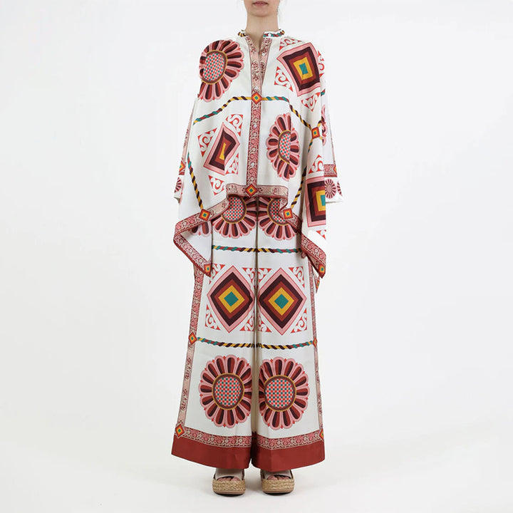 Haut kaftan floral pour femme avec détail de bouton Chic & Stil