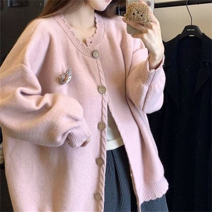 Knit jacket for women with refined cable details and button closure Lune London