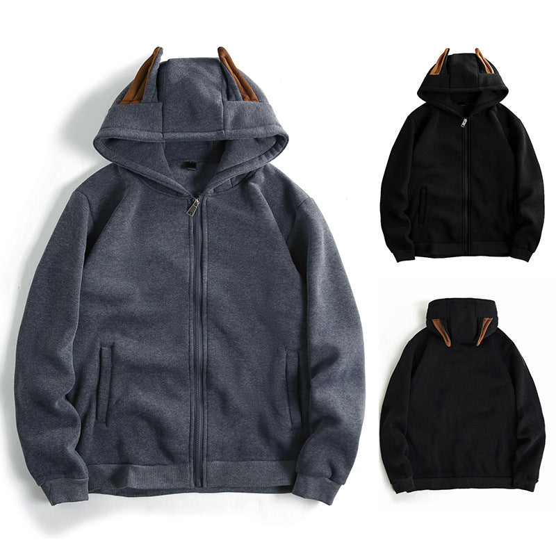 Hooded jacket for women with creative ear details and a practical zipper Lune London