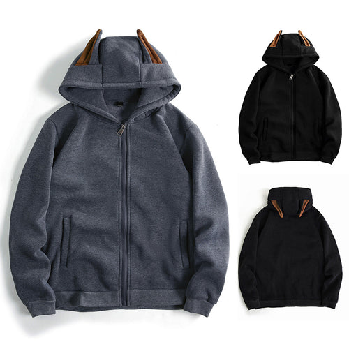 Hooded jacket for women with creative ear details and a practical zipper Lune London