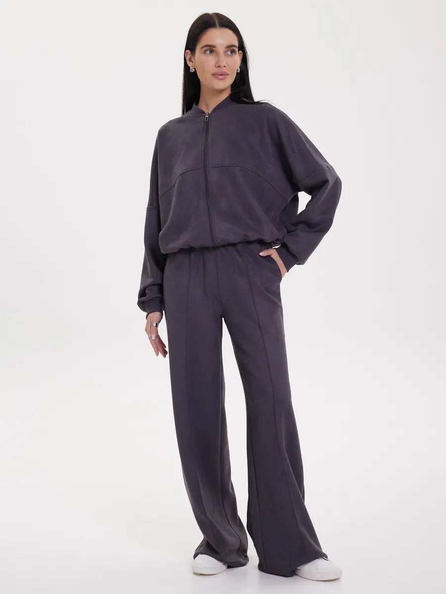 Women's modern leisure set with asymmetric zipper and elastic waistband Chic & Stil