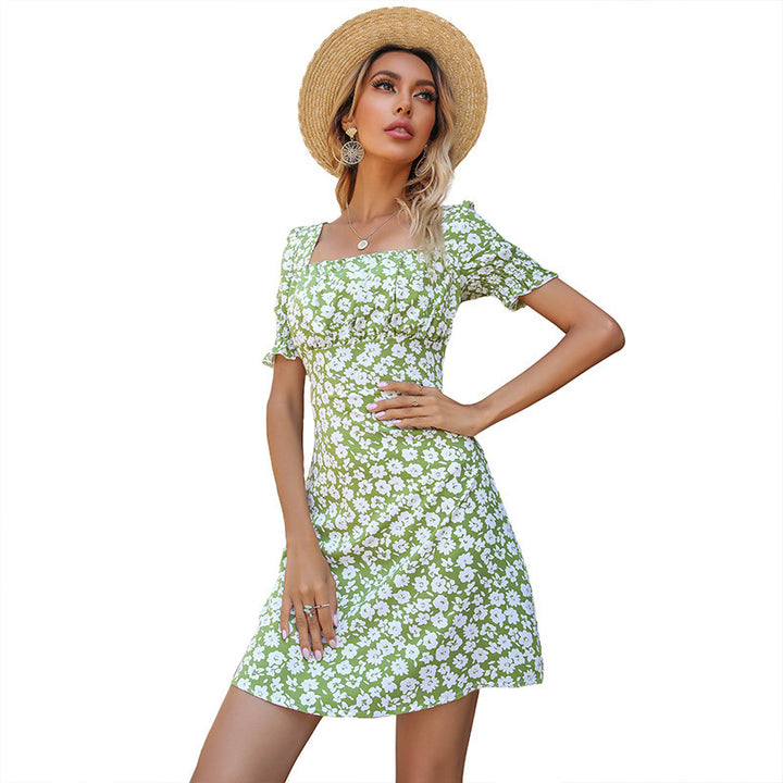 Lune London mini floral dress for women with puff sleeves