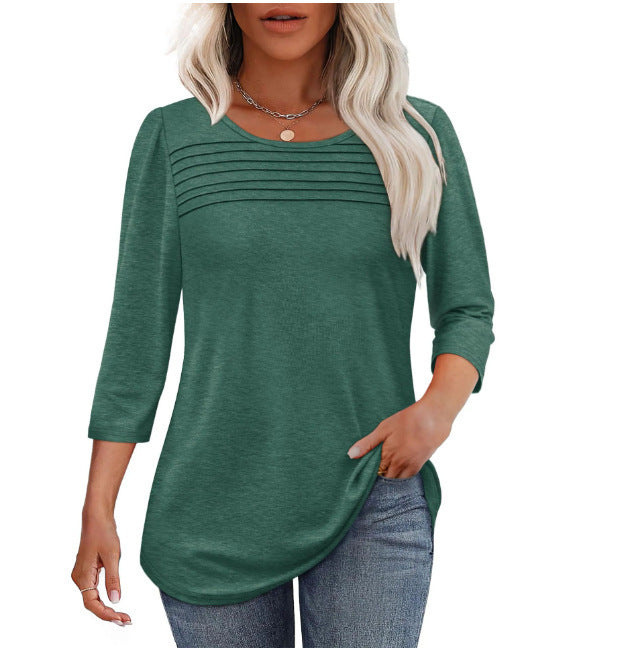 Women's Long Sleeve Shirt with Pleat Details Chic & Stil