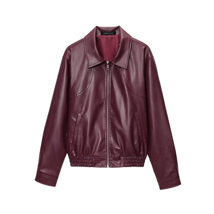 Faux leather jacket for women with elastic waist and sporty fit Lune London