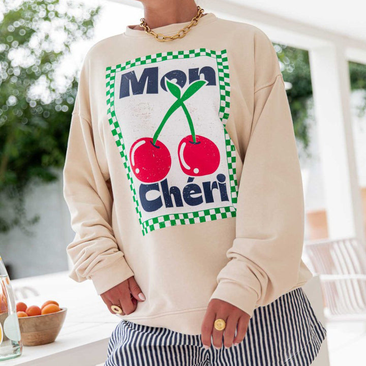 Women’s sweatshirt with creative fruit pattern and relaxed fit Lune London