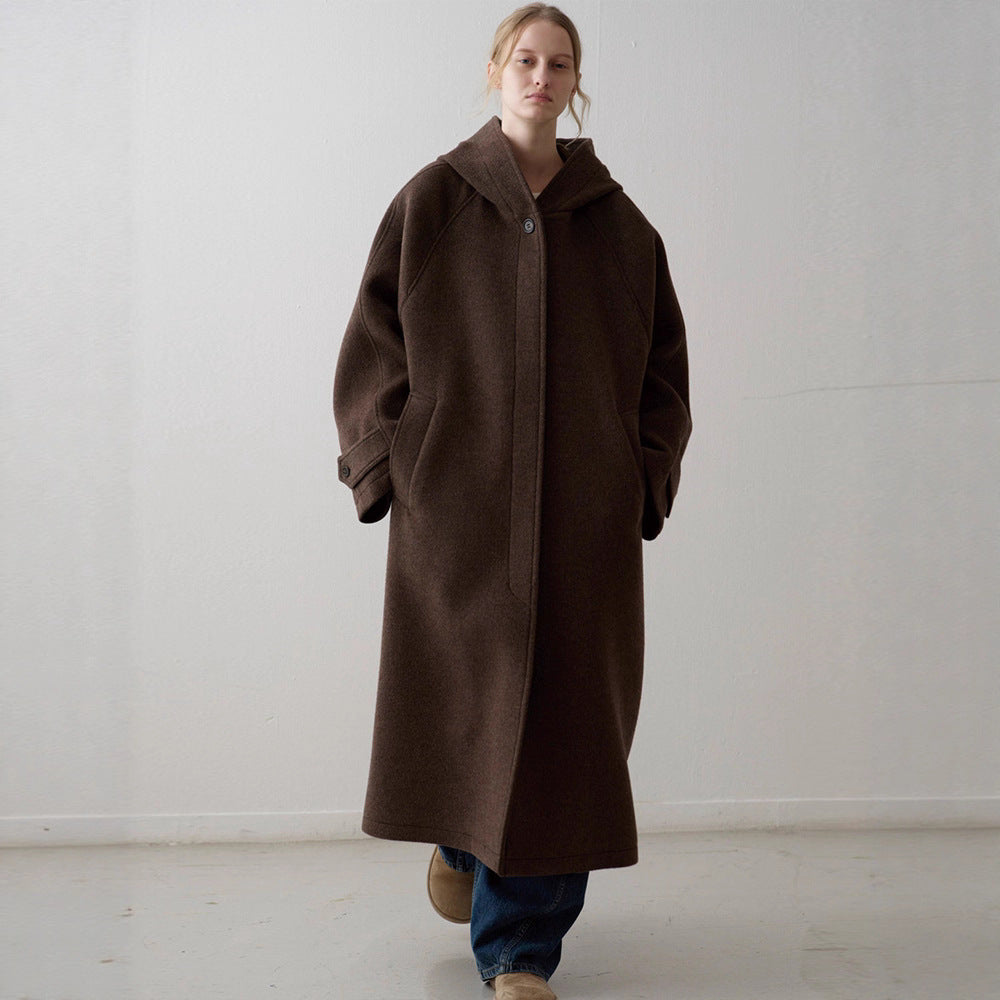 Manteau en laine oversize pour femmes avec capuche pratique Chic & Stil