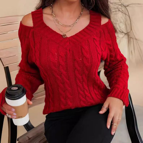 Women's sweater with neckline and cable pattern Lune London