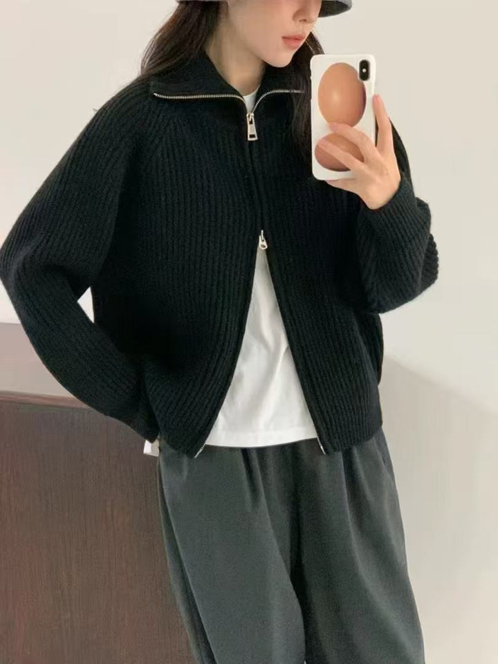Cardigan pour femme avec col montant et fermeture éclair Chic & Stil