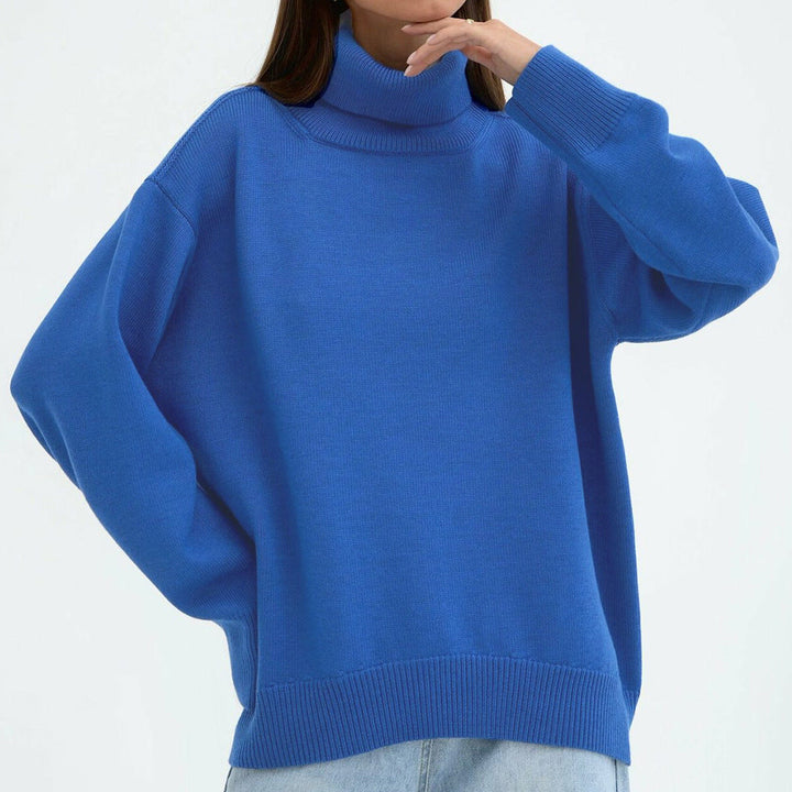 Women's Oversized Turtleneck Sweater with Ribbed Texture Lune London
