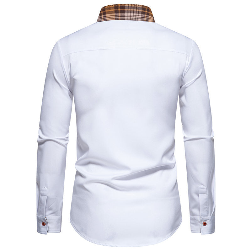Long sleeve shirt for men with a modern checkered collar and a high-quality cotton blend Lune London