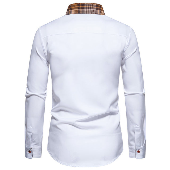 Long sleeve shirt for men with a modern checkered collar and a high-quality cotton blend Lune London
