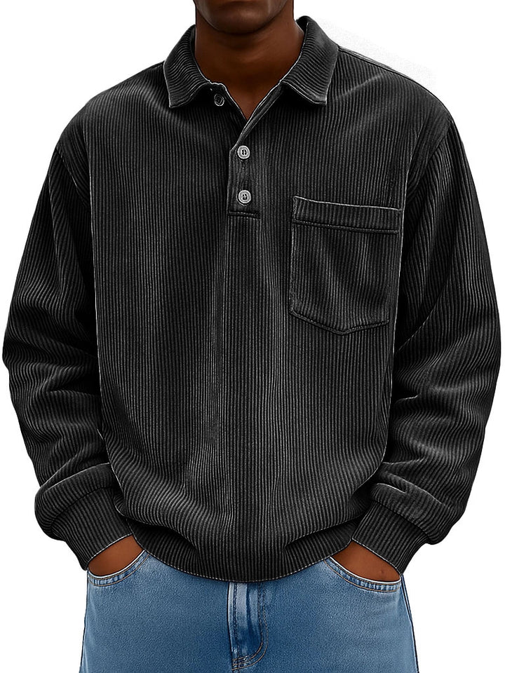 Men's Casual Polo with textured ribbed design and chest pocket Lune London