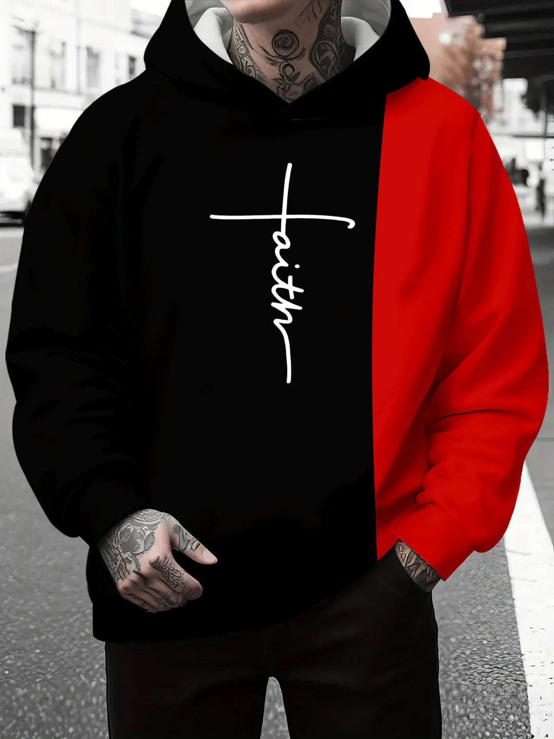 Men's hoodie with a subtle gradient of colors and an inspiring inscription Lune London