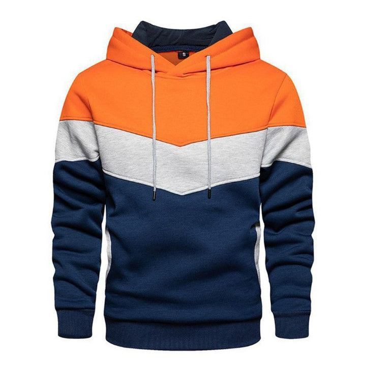 Men's Sports Hoodie with Chic Geometric Color Design
