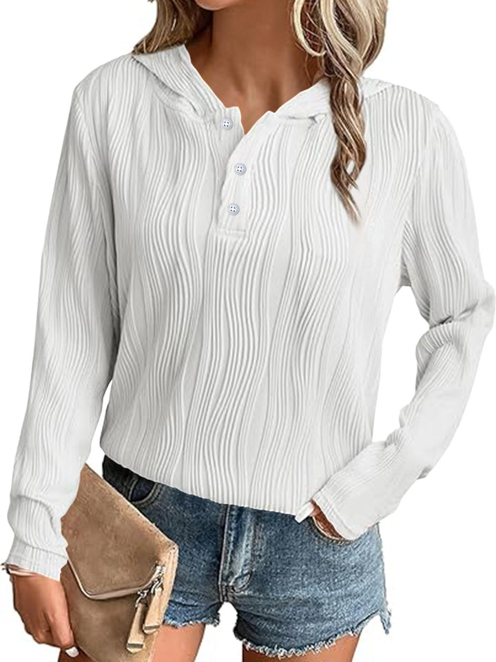 Casual hooded T-shirt for women with textured surface Lune London