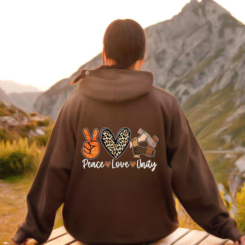 Women's hoodie with high-quality Peace-Love-Unity design Lune London