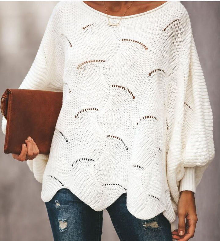 Lightweight knitted sweater for women with an elegant wave pattern Lune London