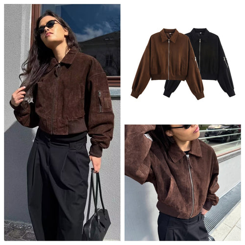 Women's fashionable faux leather jacket with practical pockets Lune London