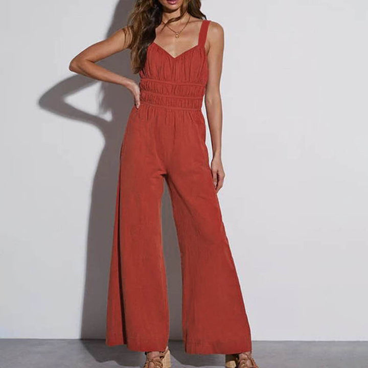 Ladies custom wide leg jumpsuit with elastic waist Lune London