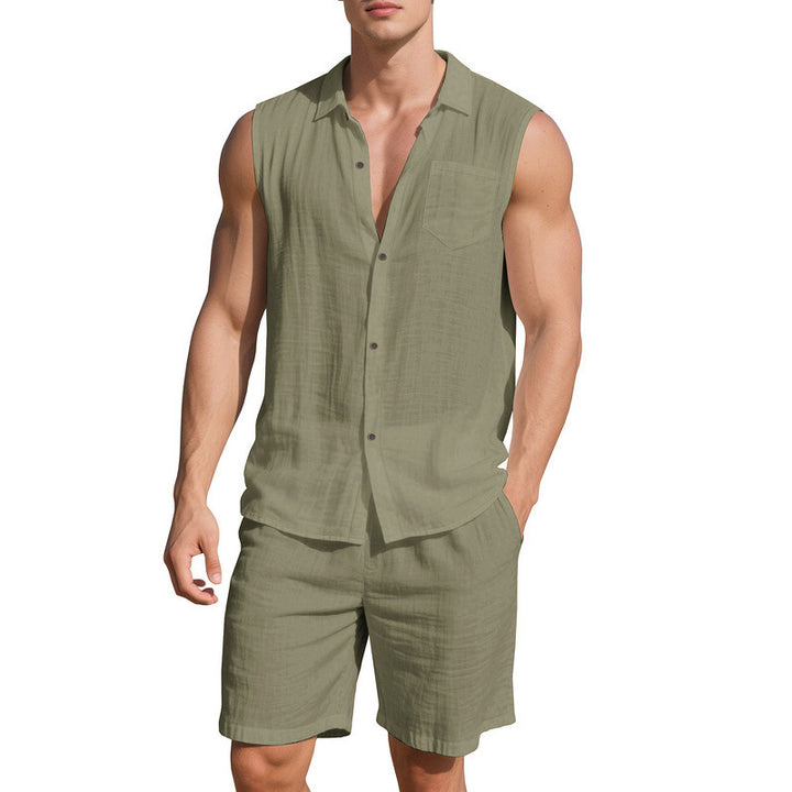 Tenue d'été décontractée pour hommes avec chemise sans manches et shorts Lune London