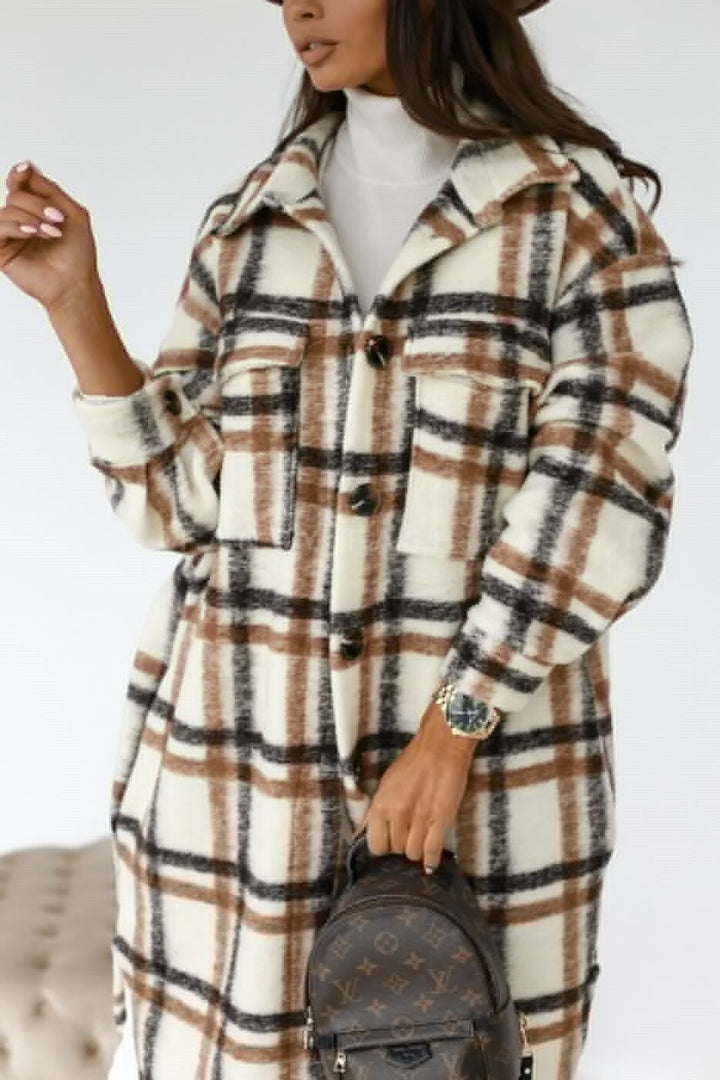 Veste à carreaux grande taille pour femmes Chic & Stil