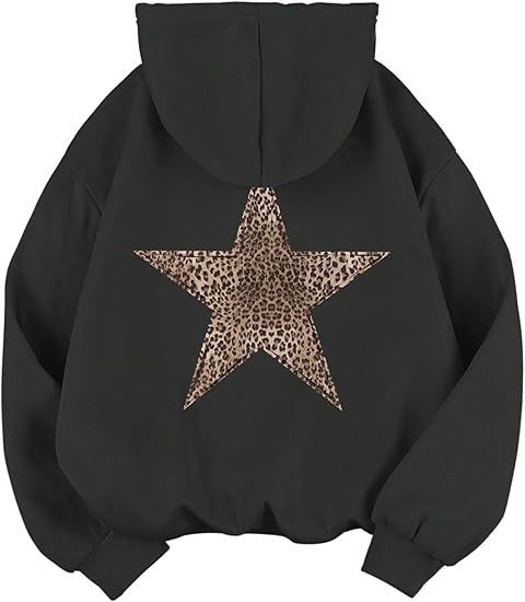 Haut à capuche pour femme avec grand motif étoile imprimé léopard Chic & Stil