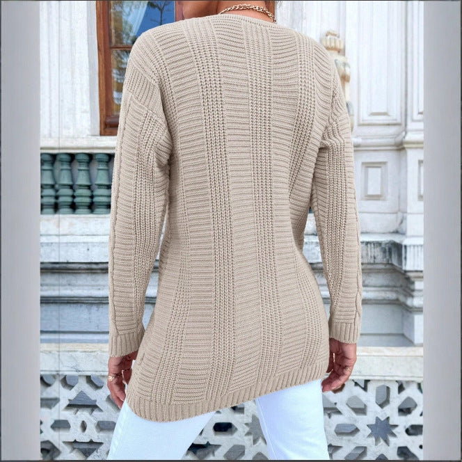 Cardigan pour femmes avec motif en câble et détails de boutons classiques Chic & Stil