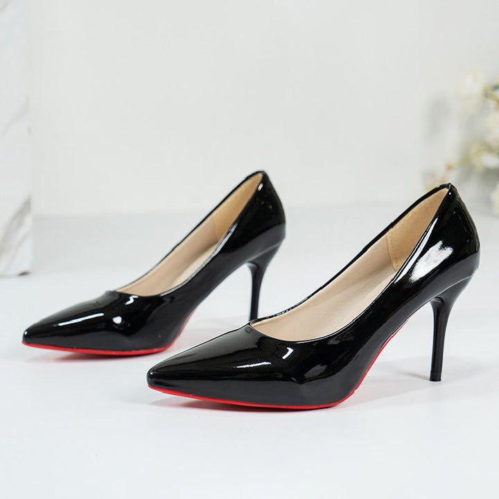 Women High-Heeled Pumps with Shiny Patent Finish and Elegant Silhouette Lune London