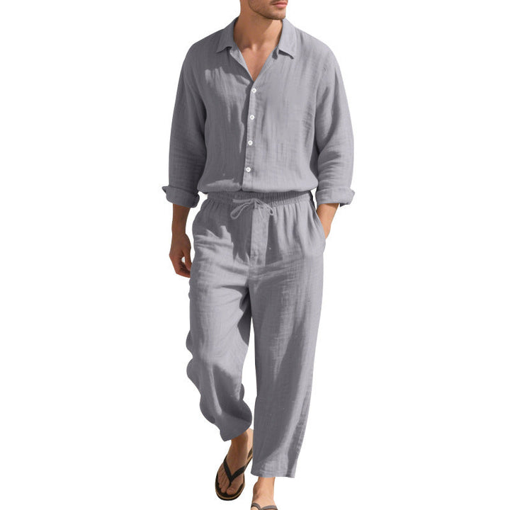 Men's Casual Linen Suit with Elastic Waistband and Comfort Fit Lune London