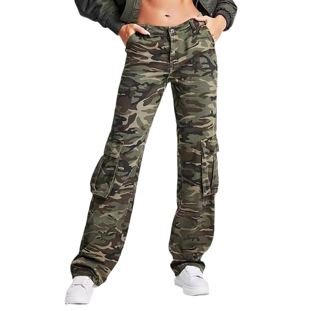 Women’S Cargo Pants In Urban Camouflage Style with Practical Side Pockets Lune London