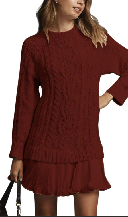 Knit dress for women with pleated skirt and Lune London details