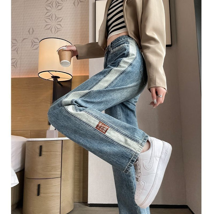 Jeans larges pour femmes avec des rayures latérales Chic & Stil