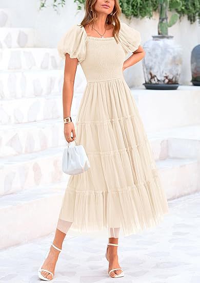Maxi dress for women with voluminous sleeves and an off-shoulder design Lune London