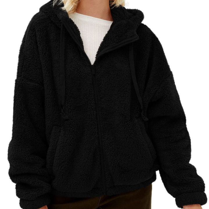 Lune London | Women's Fluffy Plush Jacket with Hood and Front Zip
