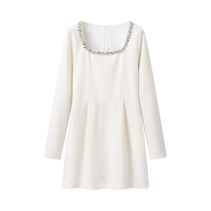 Elegantly cut long-sleeve dress for women with adorned neckline Lune London