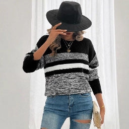 Sweater décontracté pour femmes avec design rayé et coupe ample Chic & Stil