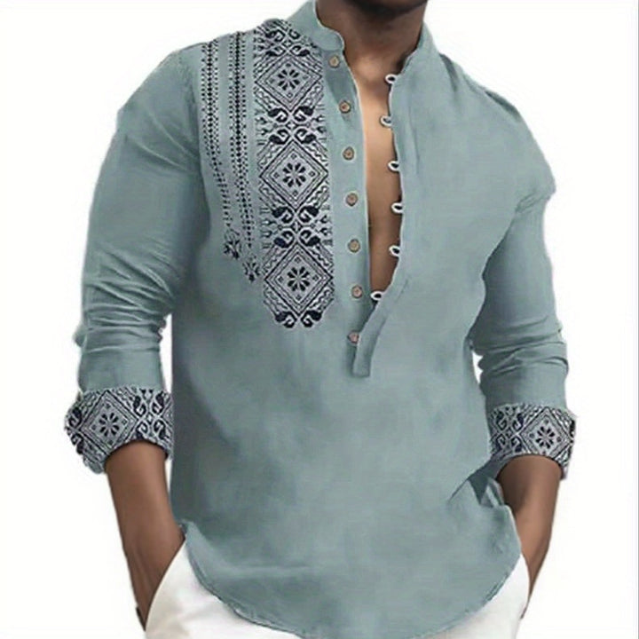 Men's trendy long sleeve shirt with elegant ethnic patterns Lune London