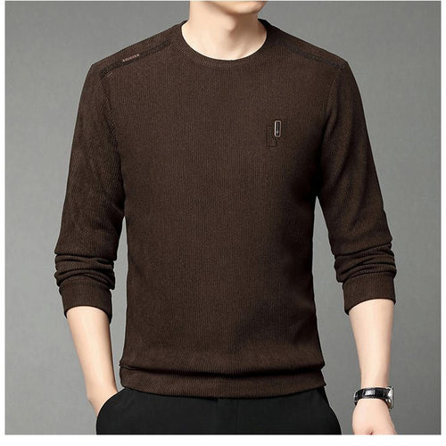 Modern pullover for men with round neck, featuring ribbed structure and stylish contrasting collar Lune London