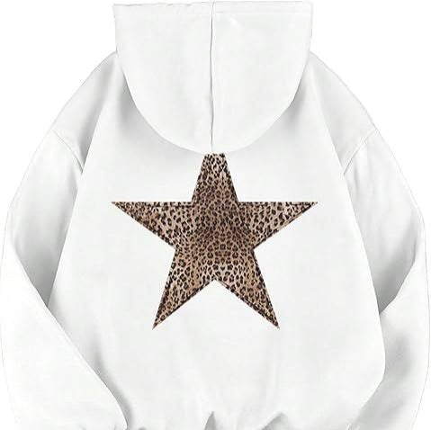 Haut à capuche pour femme avec grand motif étoile imprimé léopard Chic & Stil