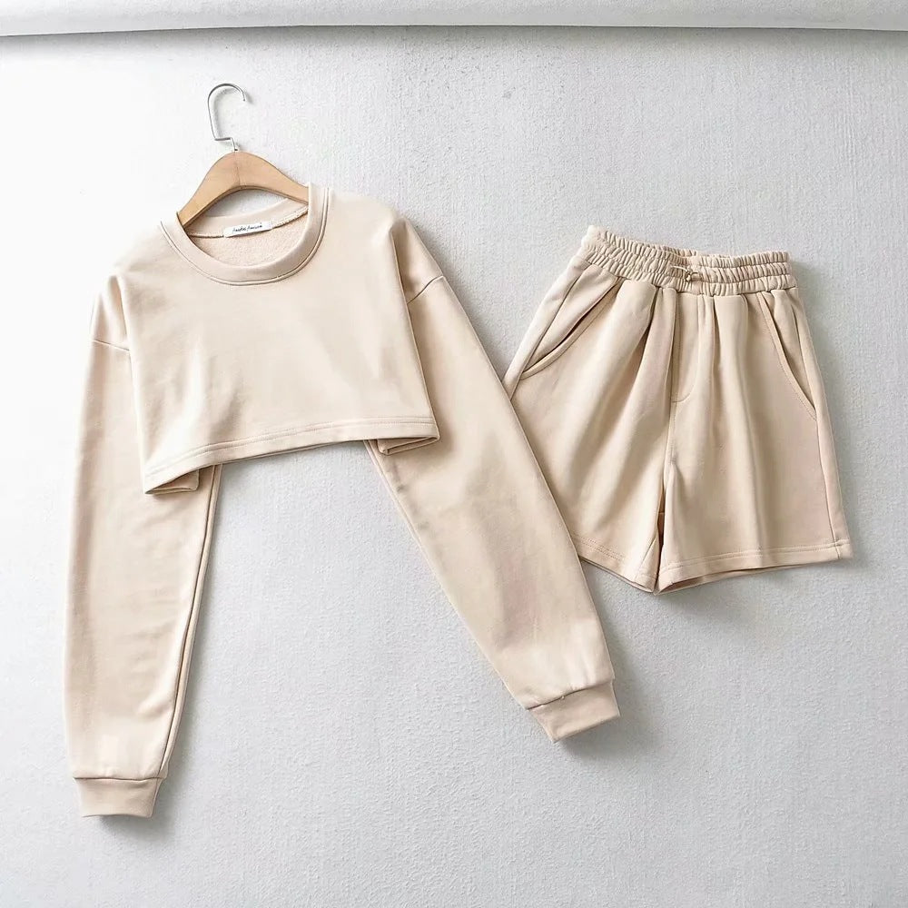 Women's casual crop top and shorts set Lune London