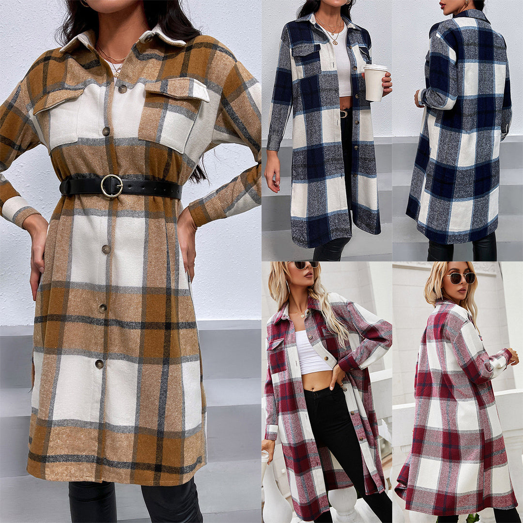 Plaid overshirt for women with a relaxed fit and long sleeves Lune London