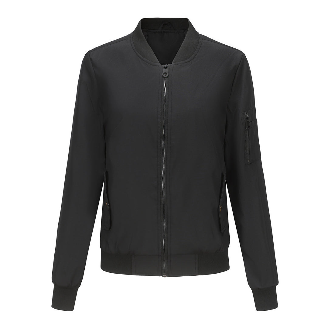 Modest bomber jacket for women with practical zip pockets and a sporty collar Lune London