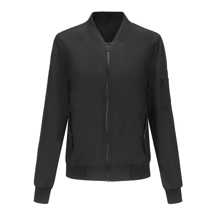 Modest bomber jacket for women with practical zip pockets and a sporty collar Lune London