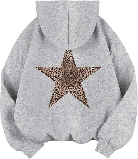 Haut à capuche pour femme avec grand motif étoile imprimé léopard Chic & Stil
