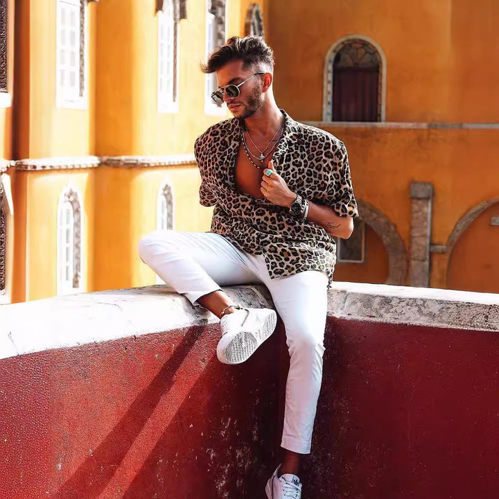 Short sleeve men's shirt with a modern leopard pattern and a relaxed fit Lune London