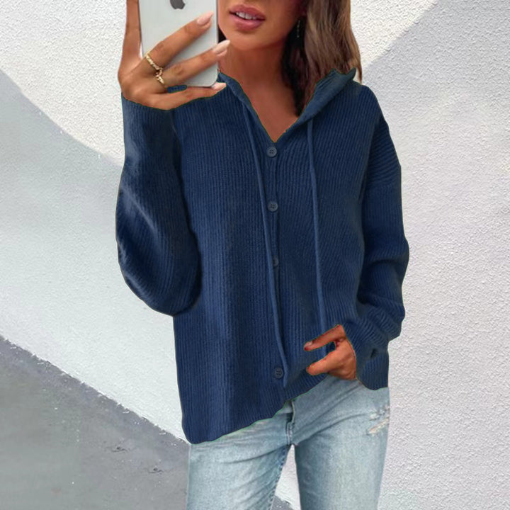 Lady cardigan with hood and button placket Lune London